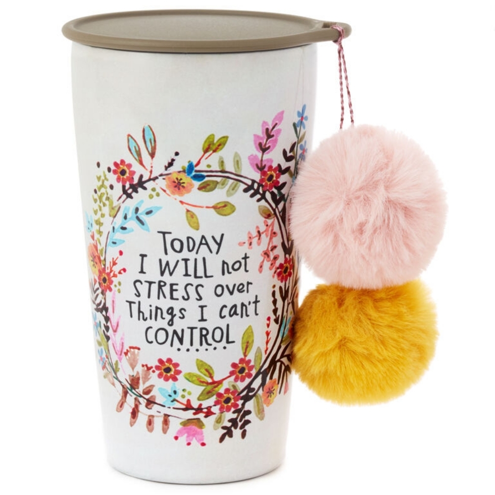 NATURAL LIFE Will Not Stress Stainless Steel Pom Pom Tumbler 15oz.